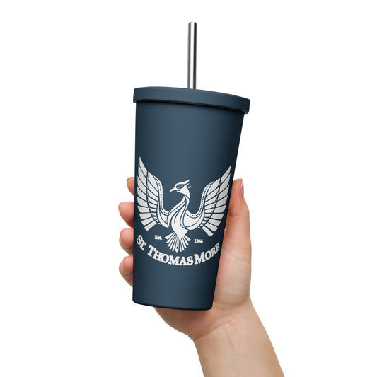 St. Thomas More Insulated Tumbler with a straw